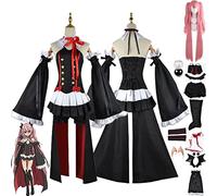 Tjmiaohao Anime Seraph of The End Krui Tepes Cosplay Costume Uniforme Outfit Ensemble Complet Femmes Filles Halloween Dress Up Costume avec Perruque/Fausses Dents/Fausses Oreilles (M)