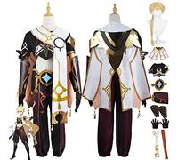Tjmiaohao Genshin Impact Traveler Aether Cosplay Costume Outfit Jeu Personnages Hutao Uniforme Ensemble Complet Halloween Party Dress Up Costume avec Perruque pour Hommes Garçons (L)