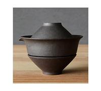 TJOIUY Service à thé de Voyage 200ml théière en céramique Japonaise Bouilloire thé Faisant Gaiwan Tasse à thé pour Puer 1 Bol 2 Tasses Service à thé rétro poterie Brute Verres