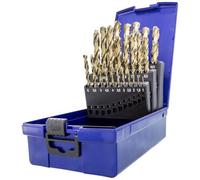 TJR® HSS-E M35 Lot de 25 forets hélicoïdaux avec marches autocentrant DIN 338 type N 135° (25 pièces Ø 1-13 mm)