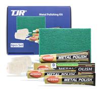TJR® Kit de polissage - 3 pièces de pâte à polir avec non-tissé abrasif, 2 disques de polissage - Polissage du métal compatible avec l'acier inoxydable et le laiton - Kit de polissage en aluminium
