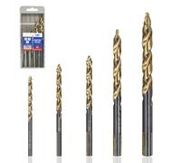 TJR® Lot de 5 forets hélicoïdaux HSSE Co 5% M35 de 4 à 10 mm avec pointe étagée, durables et résistants à la chaleur, parfaits pour le métal, le bois et le plastique