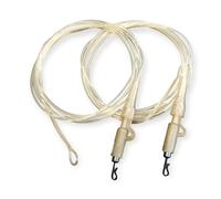 TJR Tackle Lot de 2 Bas de Ligne de Carpe en fluorocarbone, Clips de Plomb de sécurité pour Carpe, émerillons à Changement Rapide (Marron translucide)