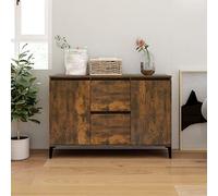 TJROO Buffet avec tiroirs avec portes 104 x 35 x 70 cm Meuble de salon haut meuble d'entrée armoire armoire multifonction bois multicouche, métal chêne fumé