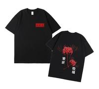 TJYES Anime Spider Lily T-Shirt Blood Rose Hell Flower T-Shirts Unisexe, Noir , L