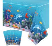 TJYJOY 4 Paquets Nappes Animaux Océaniques Nappe de Table sous la mer Nappe de Table Ocean Sea Life Décoration de fête d'anniversaire pour l'été, la Plage et la Piscine