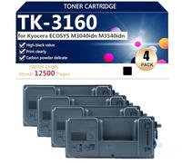 TK-3160 Cartouche de Toner Compatible pour Kyocera ECOSYS M3040idn et M3540idn Imprimante, Haute Capacité : 12500 Pages,Black-4 Pack