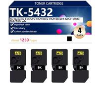 TK-5432 Compatible Cartouche de Toner de Remplacement pour Kyocera ECOSYS PA2100cx PA2100cWX MA2100cfx MA2100cwfx Imprimantes, Haute Capacité 1250 Pages, Installation Facile,Black-4 Pack