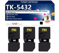 TK-5432 Compatible Cartouche de Toner de Remplacement pour Kyocera ECOSYS PA2100cx PA2100cWX MA2100cfx MA2100cwfx Imprimantes, Haute Capacité 1250 Pages, Installation Facile,Black-3 Pack