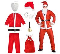 TK Gruppe Timo Klingler Costume de Père Noël 6 en 1 - Tenue festive pour Noël - Déguisement hiver homme - Look traditionnel - Habillage adulte - Accessoire célébration