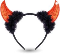 TK Gruppe Timo Klingler Lot de 3 oreilles de diable rouges comme couvre-chef, cornes de diable, accessoire pour costume de femme et enfant, pour le carnaval et Halloween