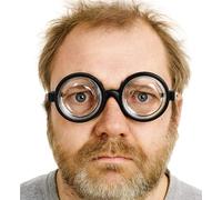 TK Gruppe Timo Klingler Lunettes d'idiot - Lunettes rondes noires comme streber, freak, nerd et magicien - Accessoire scientifique pour carnaval et carnaval