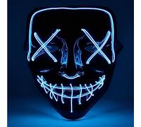 TK Gruppe Timo Klingler Masque d'horreur à LED bleu - comme de Purge avec effets de lumière 3X, contrôlables, pour Halloween, Mardi Gras et Carnaval en tant que costume pour hommes et femmes