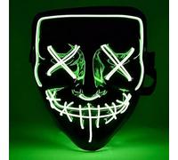 TK Gruppe Timo Klingler Masque d'horreur LED - comme Purge avec 3X effets de lumière, contrôlable, pour Halloween, Carnaval et Mardi Gras comme costume pour hommes et femmes (LED verte)