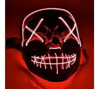 TK Gruppe Timo Klingler Masque d'horreur LED rouge - comme de Purge avec des effets de lumière 3X, contrôlables, pour Halloween en tant que costume pour hommes et femmes
