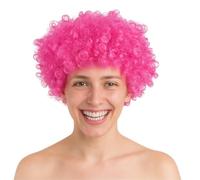 TK Gruppe Timo Klingler Perruque Afro bou Style mulet rétro pour Carnaval et déguisement années 80 90 Rose