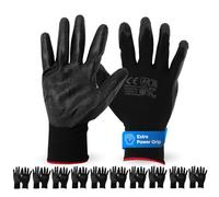 TK Gruppe Timo Klingler Power Grip Lot de 10 paires de gants de travail noirs pour homme et femme - Taille 9 L - Gants de mécanicien et de montage - Respirant et agréable au toucher