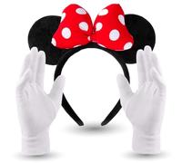 TK Gruppe Timo Klingler Set de 5 costumes d'oreilles de Minnie Mouse avec des gants et des oreilles de souris pour les femmes lors du carnaval et du mardi gras (5 pièces)