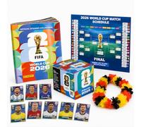 TK Gruppe Timo Klingler XXL Set Panini Coupe du Monde 2026 Album Original & Calendrier des Matchs + Collier de Fleurs Allemagne, Bundle XXL à Collectionner (1 Pochette / 13 Stickers)