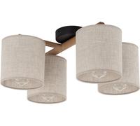 TK Lighting Deva Nature plafonnier 4x15 W noir-gris-bois 6866