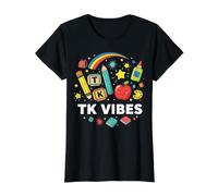TK Teacher First Day TK Vibes Apprentissage précoce de Transition T-Shirt Graphique avec Valeur, Femme, Noir, XS