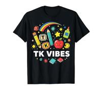 TK Teacher First Day TK Vibes Apprentissage précoce de Transition T-Shirt Graphique avec Valeur, Homme, Noir, XL