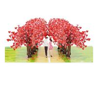 TK077 Carte de vœux pop-up 3D - Carte faite à la main pour la Saint-Valentin, des fiançailles et un mariage - Couple sous une allée en cœur - Cadeau d'argent et bon d'achat - 15 x 20 cm