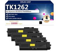 TK1262 Cartouche de Toner de Remplacement pour Kyocera ECOSYS PA4000wx Imprimantes, 10000 Pages,Black-4 Pack