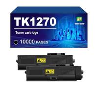 TK1270 Cartouche De Toner avec Puce, Compatible avec Les Imprimantes pour Kyocera ECOSYS MA4000x MA4000wfx MA4000wifx, Capacité Jusqu'à 10 000 Pages,Black-2 Pack