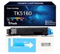 TK5160 Cartouche de Toner Haute Capacité Compatible pour Kyocera TK5160 TK5160K TK5160C TK5160Y TK5160M pour Kyocera ECOSYS P7040cdn Imprimante avec Puce,Cyan-1 Pack