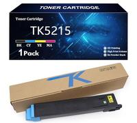 TK5215 Cartouche de Toner Haute Capacité pour Kyocera TK5215 TK-5215K TK-5215C TK-5215Y TK-5215M Compatible pour Kyocera Mita TASKalfa 406ci Imprimante avec Puce,Cyan-1 Pack