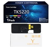 TK5220 Cartouche de Toner Compatible Cartouches pour Kyocera TK-5220K TK-5220C TK-5220M TK-5220Y pour Kyocera ECOSYS M5521cdn M5521cdw P5021cdn P5021cdw Imprimante,Y-1 Pack