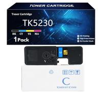 TK5230 Cartouche de Toner pour Kyocera TK-5230K TK-5230C TK-5230M TK-5230Y Compatible pour Kyocera ECOSYS M5521cdn M5521cdw P5021cdn P5021cdw Imprimantes avec Puce,Cyan-1 Pack