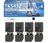 TK5432 Cartouche de Toner Compatible avec Puce pour Kyocera ECOSYS MA2100cfx MA2100cwfx PA2100cWx PA2100cX Imprimantes, Haute Capacité 1250 Pages, Impression Nette,Black-4 Pack