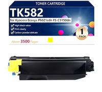TK582 Cartouche de Toner Compatible TK-582K TK-582C TK-582M TK-582Y pour Kyocera Ecosys P6021cdn FS-C5150dn Imprimantes, Haute Capacité 3500 Pages, Impression Haute Définition,Yellow-1 Pack