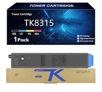 TK8315 Cartouche de Toner Compatible Cartouches pour Kyocera TK8315 TK8315K TK8315C TK8315Y TK8315M pour Kyocera TASKalfa 2550ci Imprimante avec Puce,Cyan-1 Pack