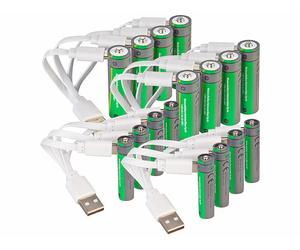 TKA 16 accus rechargeables avec port de chargement USB-C 8x AA / 8x AAA