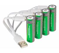 4 accus li-ion AA 1300 mAh avec port de chargement USB-C [tka Köbele Akkutechnik]