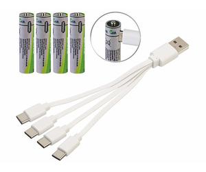 TKA 4 accus li-ion AAA 400 mAh avec port de chargement USB-C