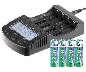 TKA Chargeur rapide haute performance avec écran et 4 accus NiMH type AA