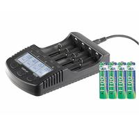 Chargeur rapide haute performance avec écran et 4 accus NiMH type AAA [tka Köbele Akkutechnik]