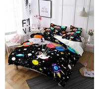 TKCQX Astronaute de l'espace Housse de Couette 160x200 GarçOn Fille Enfant Impression en 3D Parure de Lit 1 Personne Sets de Housse de Couette en Microfibre avec Fermeture éClair