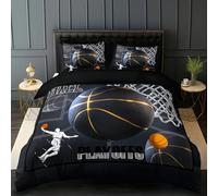 TKCQX Basket-Ball Housse de Couette 220x240 Enfant GarçOn Adulte Parure de Lit Noire Joueur de Basket Housse de Couette 1 Personne Microfibre Housse de Couette Enfant avec Fermeture éClair