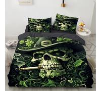 TKCQX Capitaine Pirate Gothique Housse de Couette 160x200 CrâNe Imprimé en 3D Parure de Lit 160x200 Enfant GarçOn Fille Adulte Sets de Housse de Couette en Microfibre