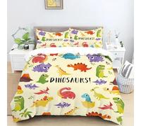 TKCQX Dessin Animé Dinosaure Housse De Couette 220x240 Enfant Impression 3D d'animaux De La Jungle Parure De Lit 2 Personnes Sets De Housse De Couette Enfant GarçOn Fille Ado Beige