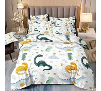 TKCQX Dinosaure De Dessin Animé Housse de Couette 90x190 Enfant Dinosaure 3D Parure de Lit Enfant GarçOn Fille Housse de Couette 1 Personne en Microfibre avec Fermeture éClair avec Taie 65x65