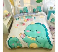 TKCQX Dinosaure Housse de Couette 160x200 Enfant Fille GarçOn Parure de Lit Dinosaure de Dessin Animé Housse de Couette 1 Personne en Microfibre avec Fermeture éClair + Taie d'oreiller 65x65 cm