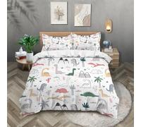 TKCQX Dinosaure Housse de Couette Enfant Dinosaure Animal de La Jungle Parure de Lit 90x190 Enfant GarçOn Fille Adulte Housse de Couette 1 Personne en Microfibre avec Taie 65x65 cm