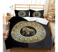 TKCQX éLéPhant BohèMe Parure de Lit 160x200 Enfant GarçOn Fille Adulte Parure de Lit 1 Personne Imprimé en 3D Sets de Housse de Couette en Microfibre avec Fermeture éClair