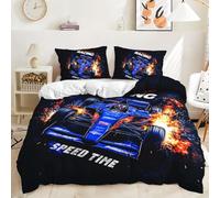 TKCQX F1 Course Housse de Couette 200x200 Enfant Garçon Fille Adulte Parure de Lit 200x200 Formule Course Housse de Couette Enfant en Microfibre avec Taie d'oreiller 65x65 cm